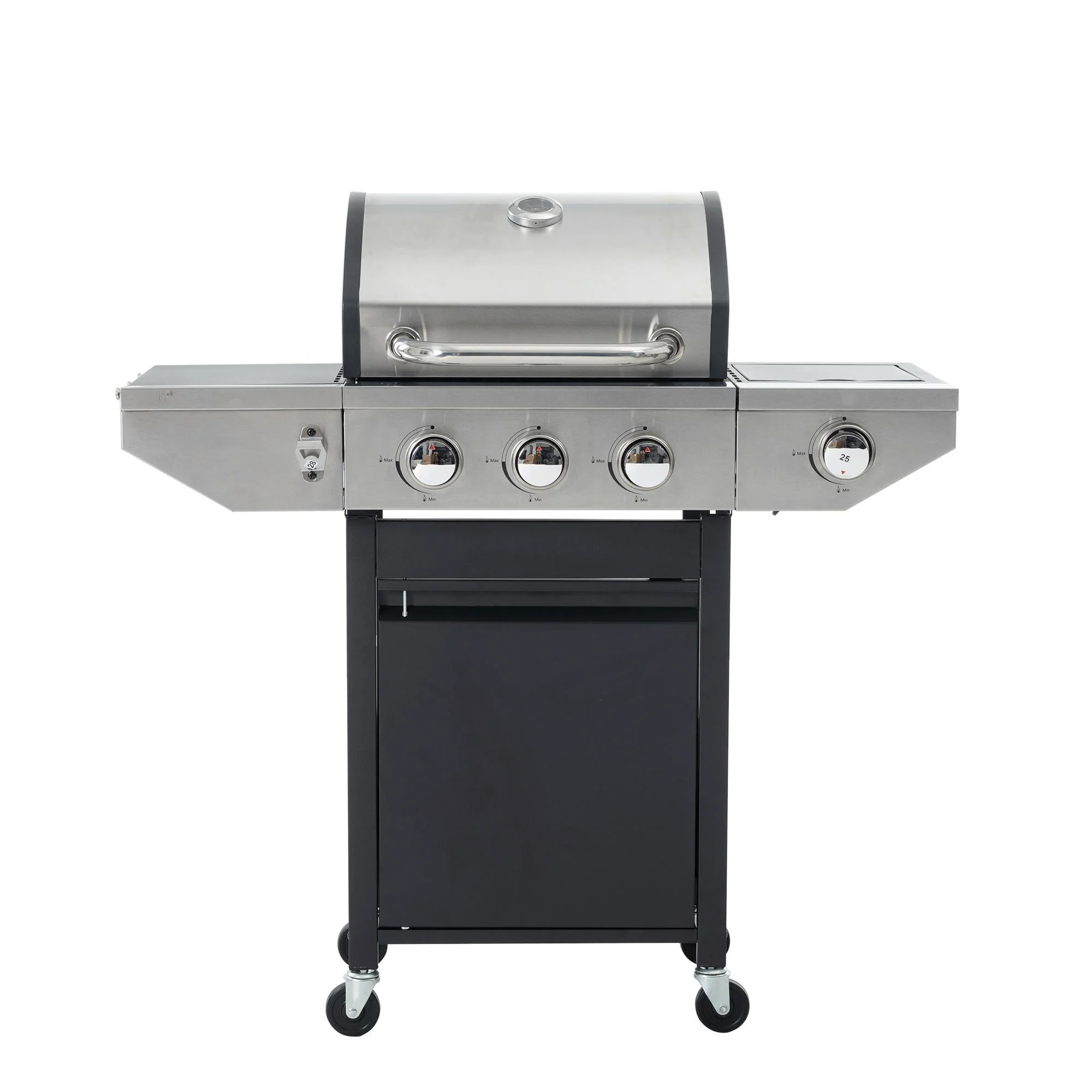 SEGMART 3 Burner BBQ Propane Gas Grill with Side Burner, Stainless Steel 37,150 BTU Patio Garden Barbecue Grill with Lid, Wheels, Shelves and Bottle Opener, Perfect for Camping, Outdoor Cooking