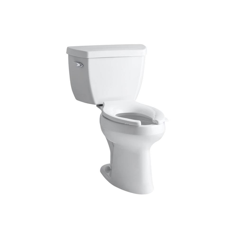 Kohler Highline Classic 2-Piece 1.6 GPF Single Flush Elongated Toilet in White with Cachet Q3 Toilet Seat