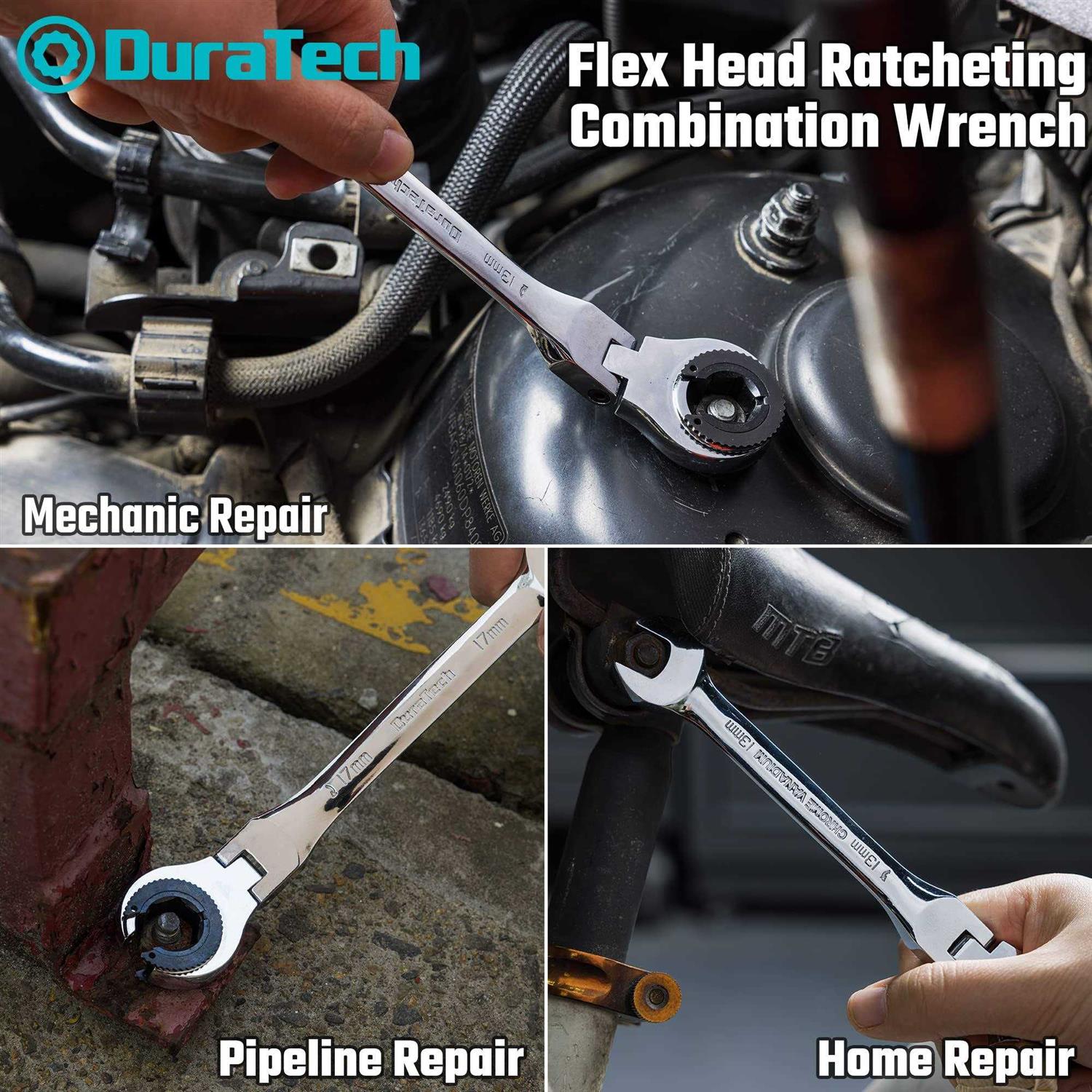 DURATECH 6-Piece Ratcheting Wrench Set with Open Flex-head Metric Ratcheting Tubing Wrench Set - Shop Hardware Tools Online Store