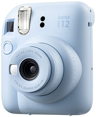 Fujifilm Instax Mini 12 Instant Film Camera Pastel Blue, Fujifilm Instax Mini Twin Pack Instant Film 20 Prints, Protective Case, Gift Bundle