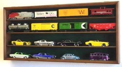 O Scale Train Display Case Cabinet Wall Rack w/ UV Protection- Lockable -Black