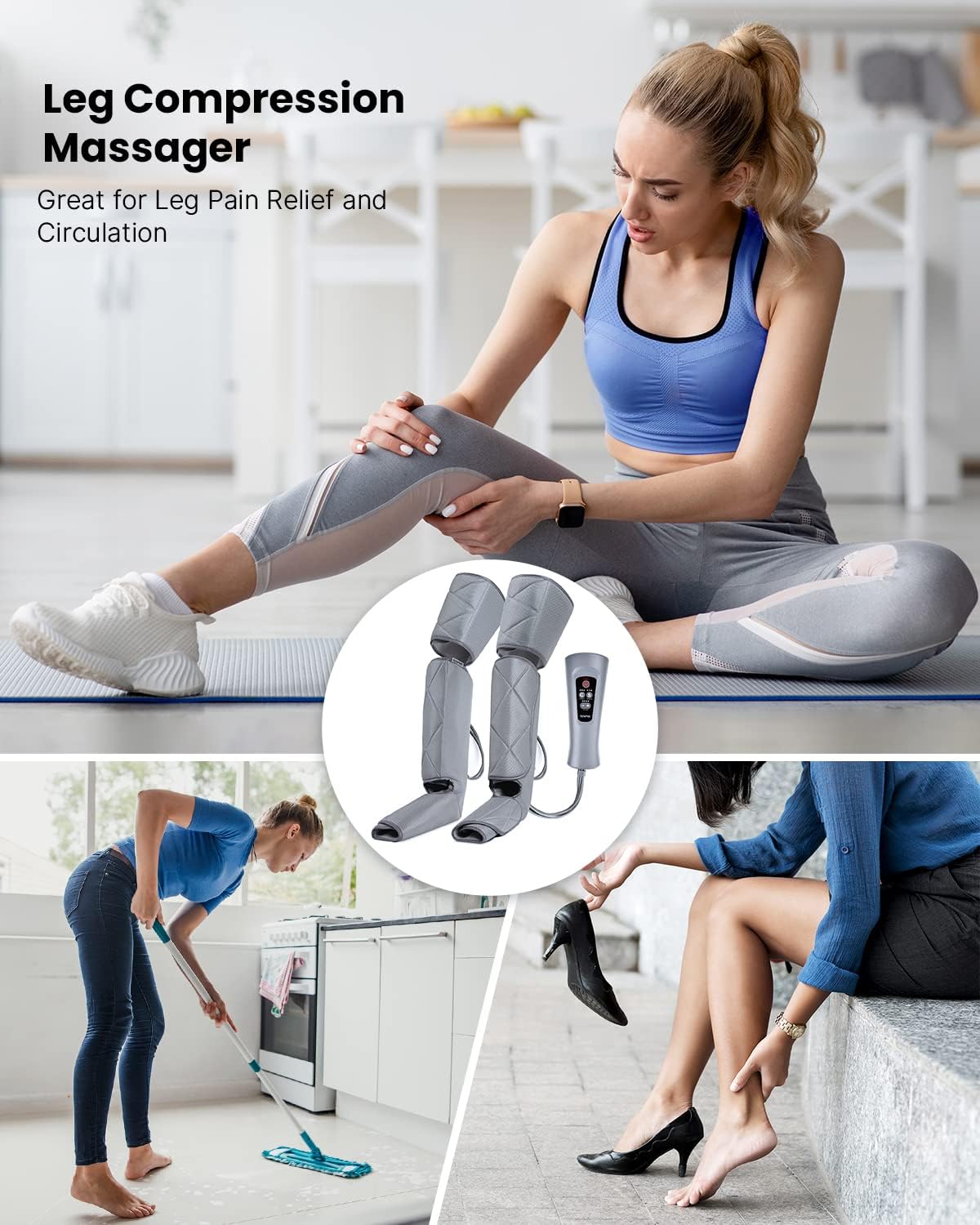 RENPHO Leg Massager for Circulation and Pain Relief, Air Compression Foot Leg Calf Thigh Massage, Helps for Reduce Swelling, Muscle Relaxation, 6 Modes 4 Intensities, Gifts Ideas