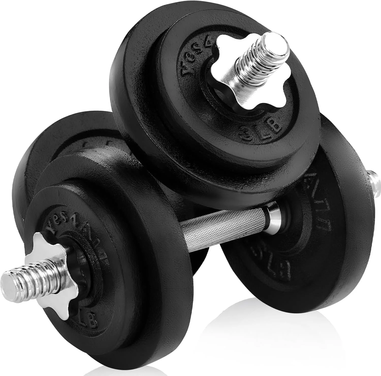 Yes4All 50 lbs Adjustable Dumbbell Weight Set For Home Gym, Cast Iron Dumbbell, Pair