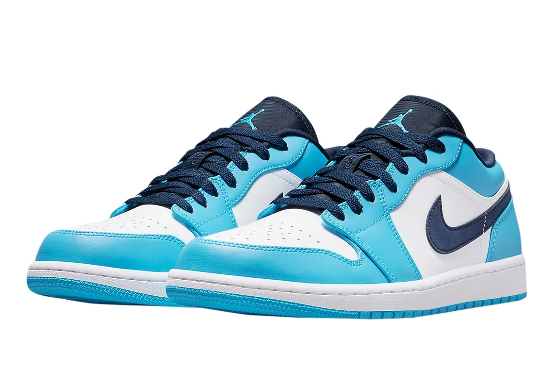 Men's Jordan 1 Low UNC White/Dk Powder Blue-Obsidian (553558 144) - 8.5 - Curated Treasures Market