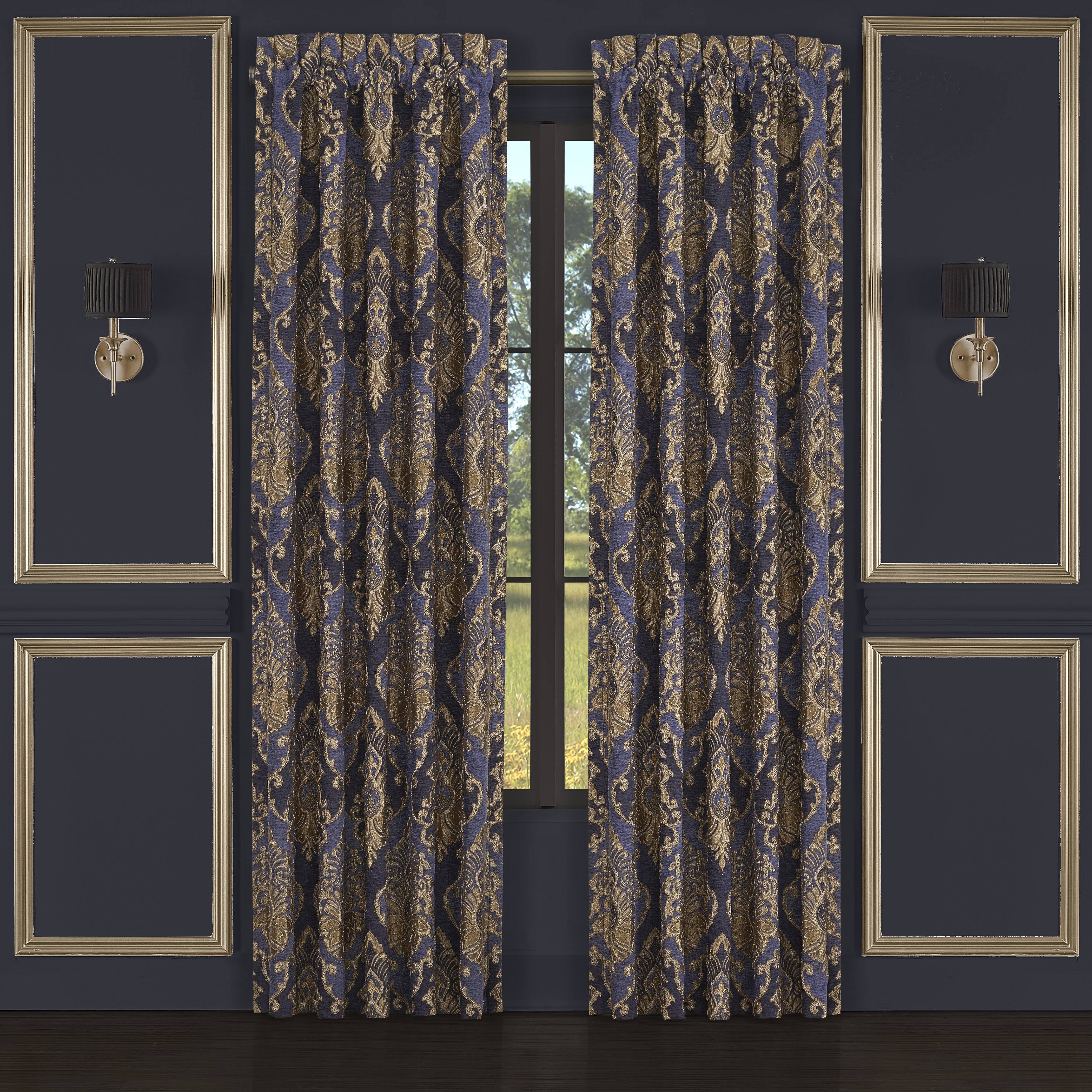 Five Queens Court Woodstock 84x22 Window Panel Pair Indigo