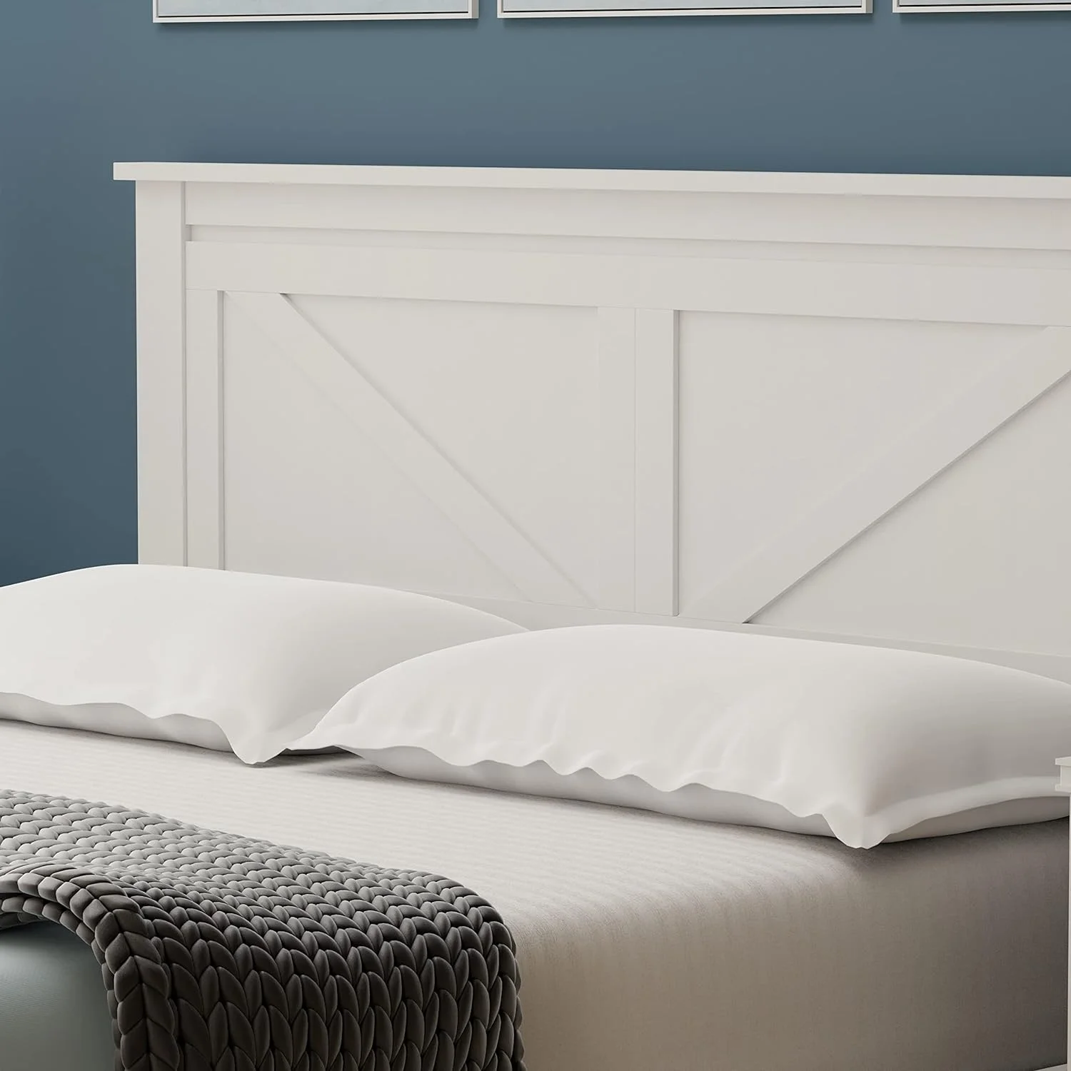 Farmhouse Solid Wood Platform Bed In - Gloss White