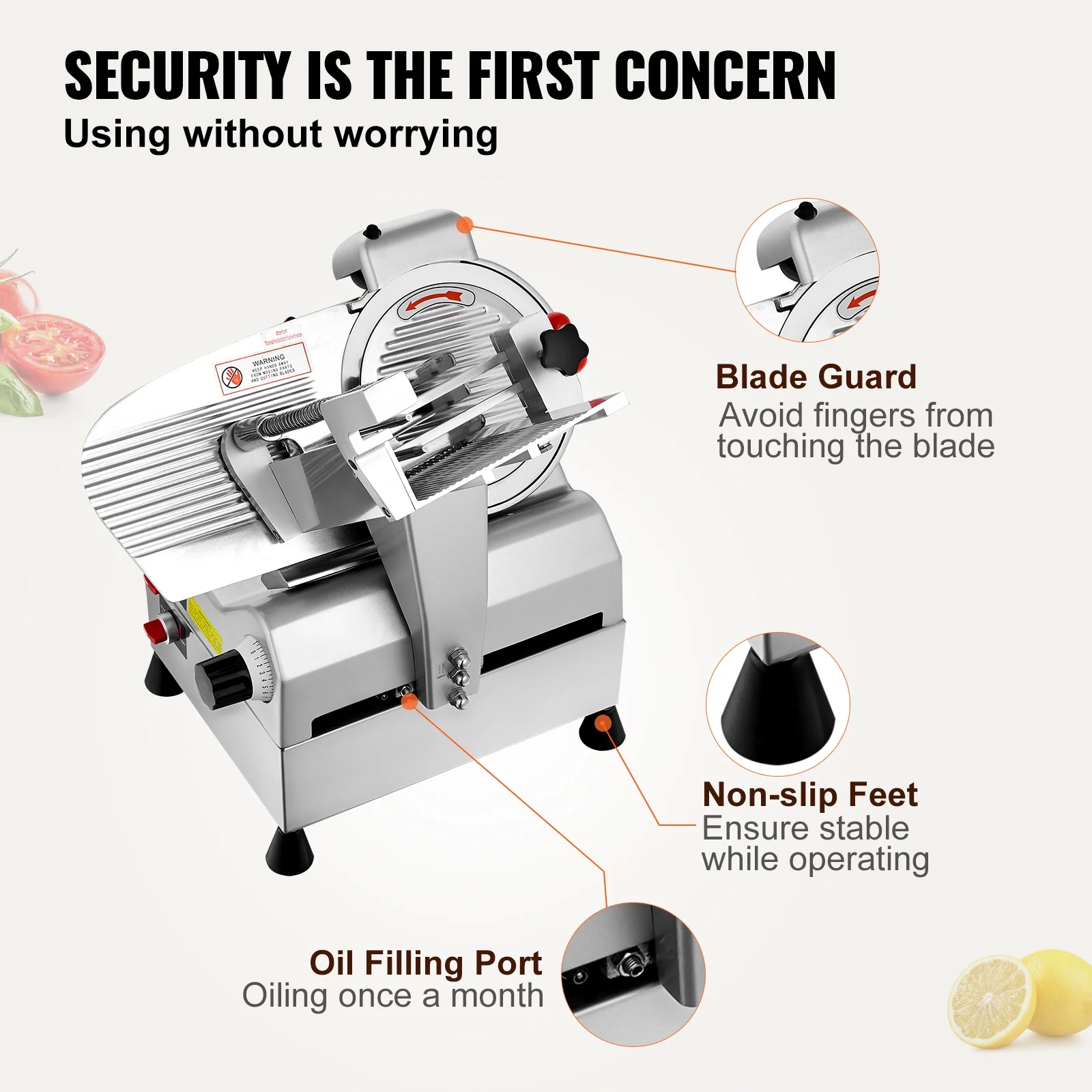 BENTISM Automatic Meat Slicer, 540W Deli Slicer with Two 10" Stainless Steel Removable Blade, 0-15mm Adjustable Thickness