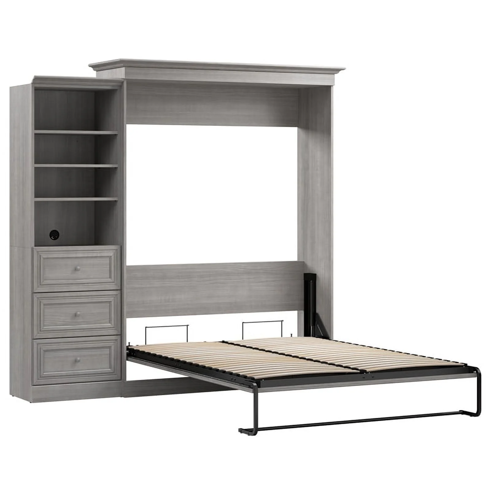 Bestar Versatile Engineered Wood Queen Murphy Bed and Organizer in Platinum Gray