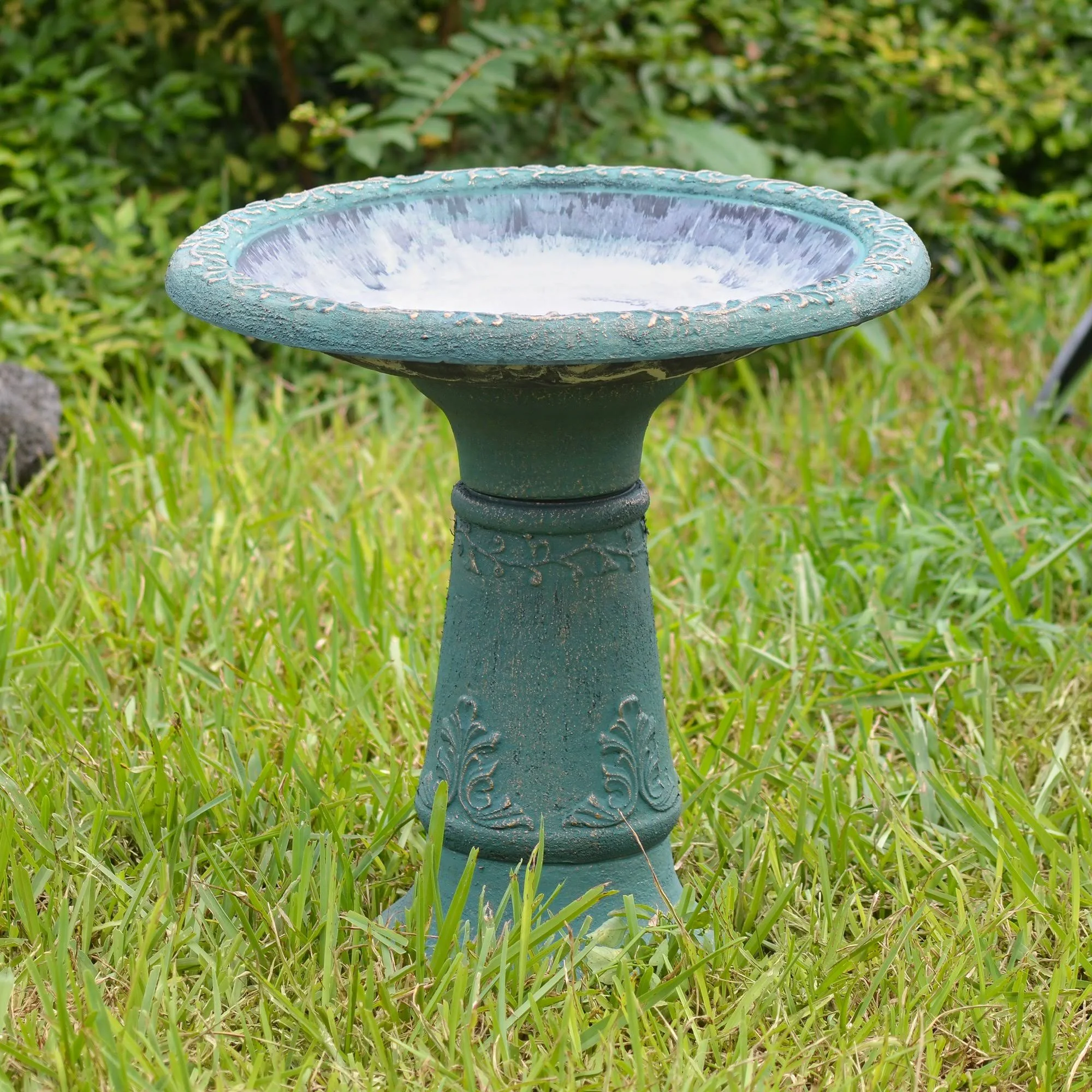 Arcadia Garden Products Bird Baths Fiberclay Birdbath, Green
