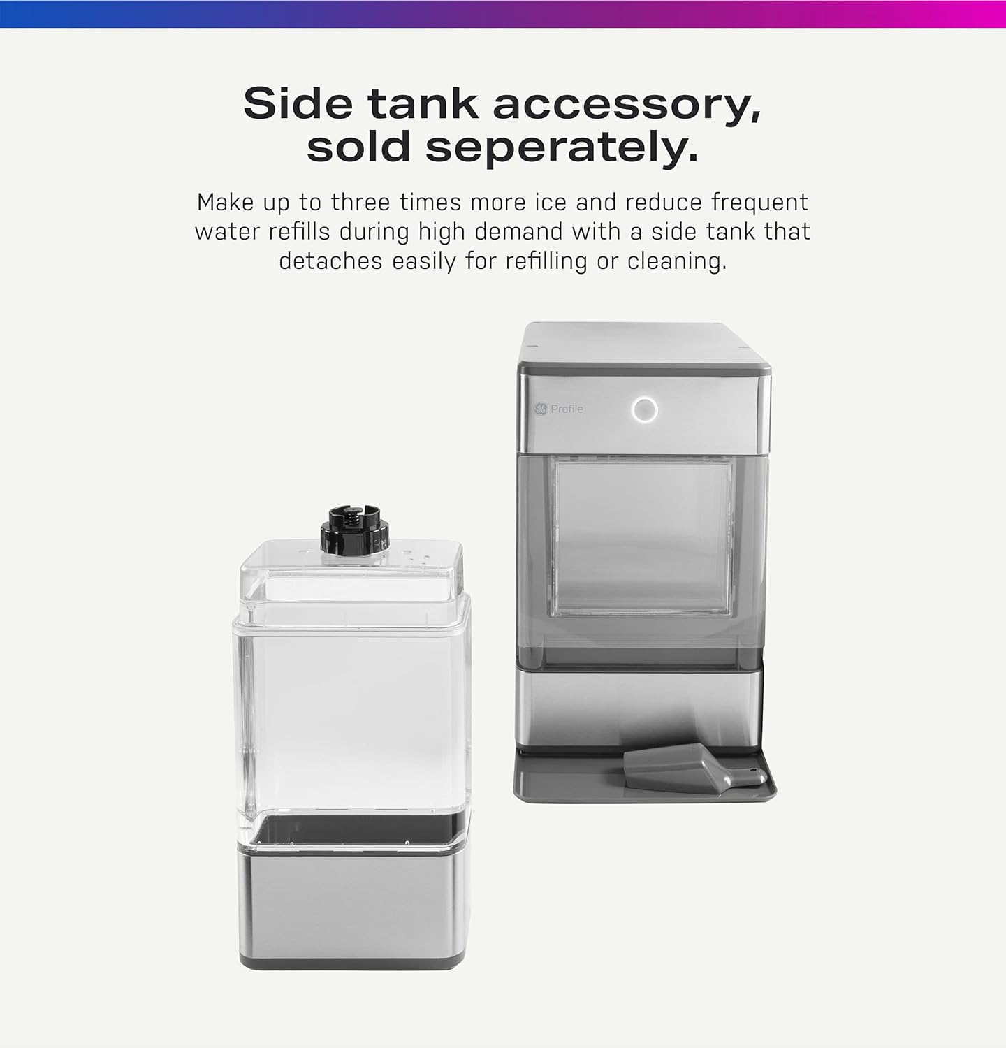 GE Profile Opal | Countertop Nugget Ice Maker | Portable Ice Machine Makes up to 24 lbs. of Ice Per Day | Stainless Steel Finish