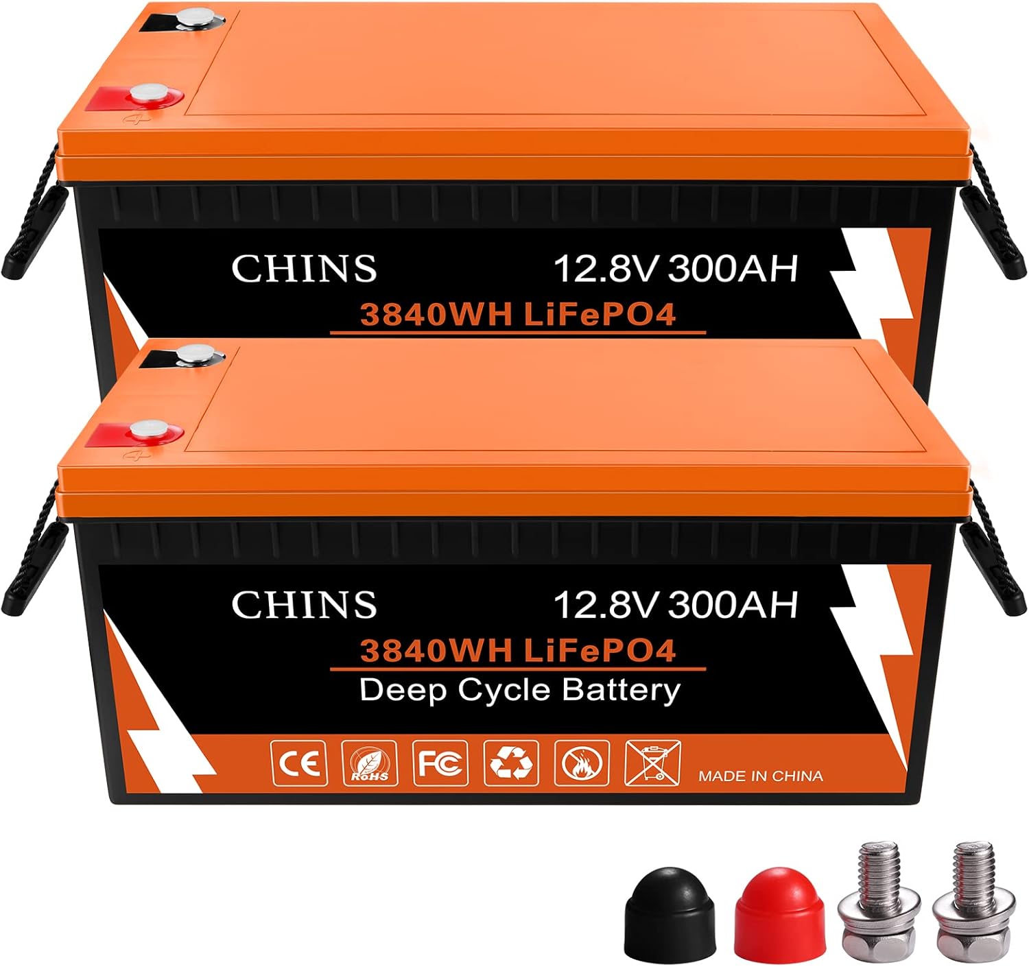 CHINS 12 Volt Battery | LiFePO4 Battery | 12V 100AH Lithium Battery | Built-in 100A BMS | Perfect for RV, Solar, Marine, Home Energy Storage and Off-Grid Applications etc.