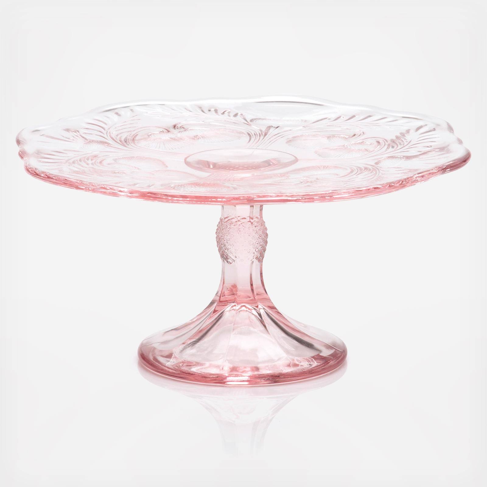 Mosser Glass Inverted Thistle Cake Stand - Rose