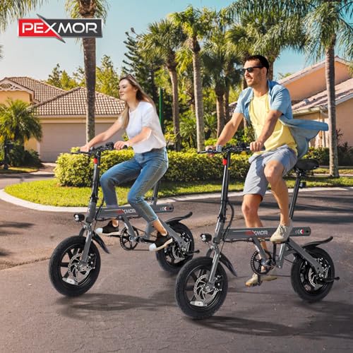 PEXMOR Electric Bike for Adults, 350W Motor (Peak 500W) Ebike 36V 6AH Battery, 14" Folding Commuter City Electric Bicycle for Adults/Teens, Complies to UL2849