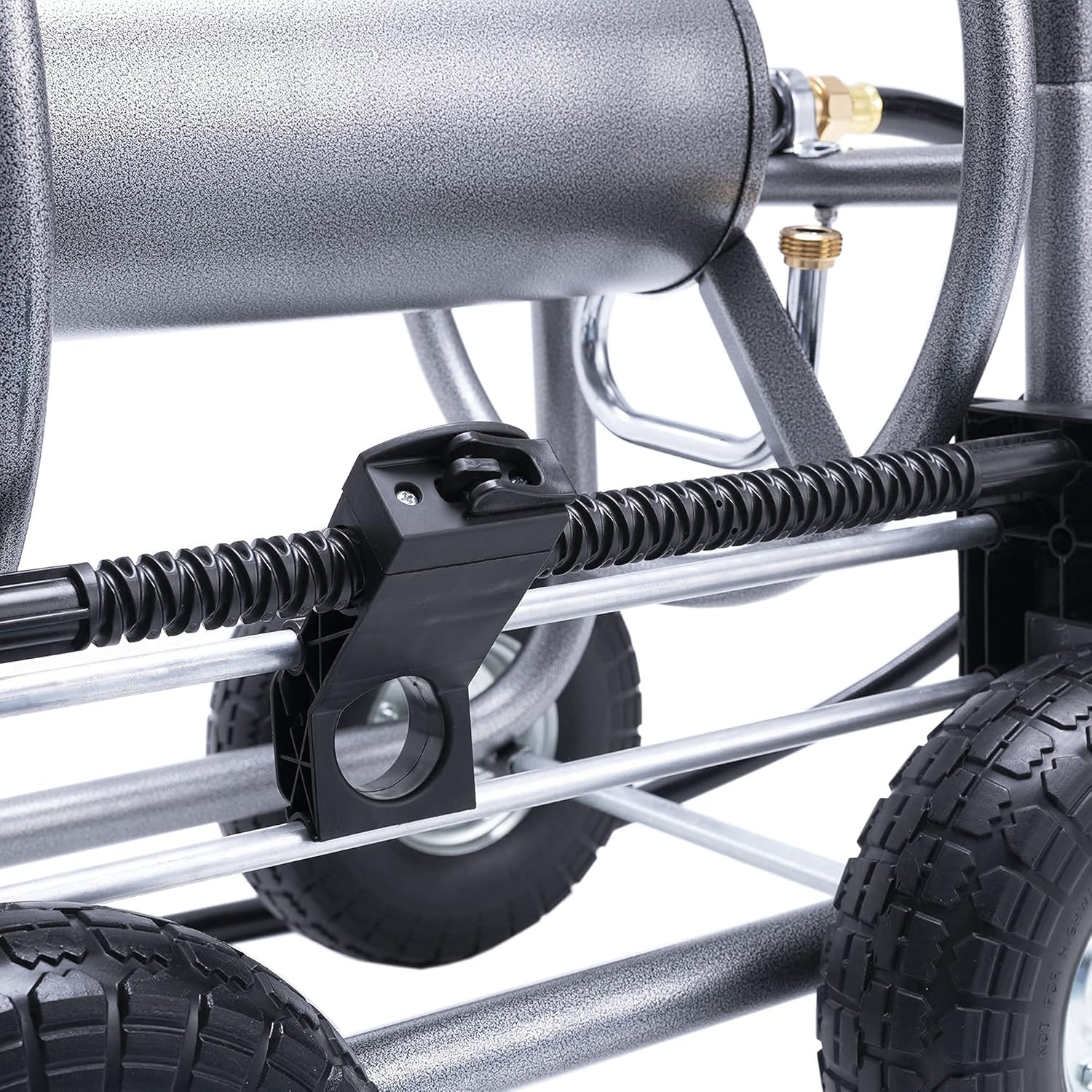 Giraffe Tools Industrial Hose Reel Cart, Heavy Duty Hose Reel with 4 Solid Wheels, Slide Hose Guide System, Holds 250-Feet of 5/8 Hose Capacity for Garden & Yard