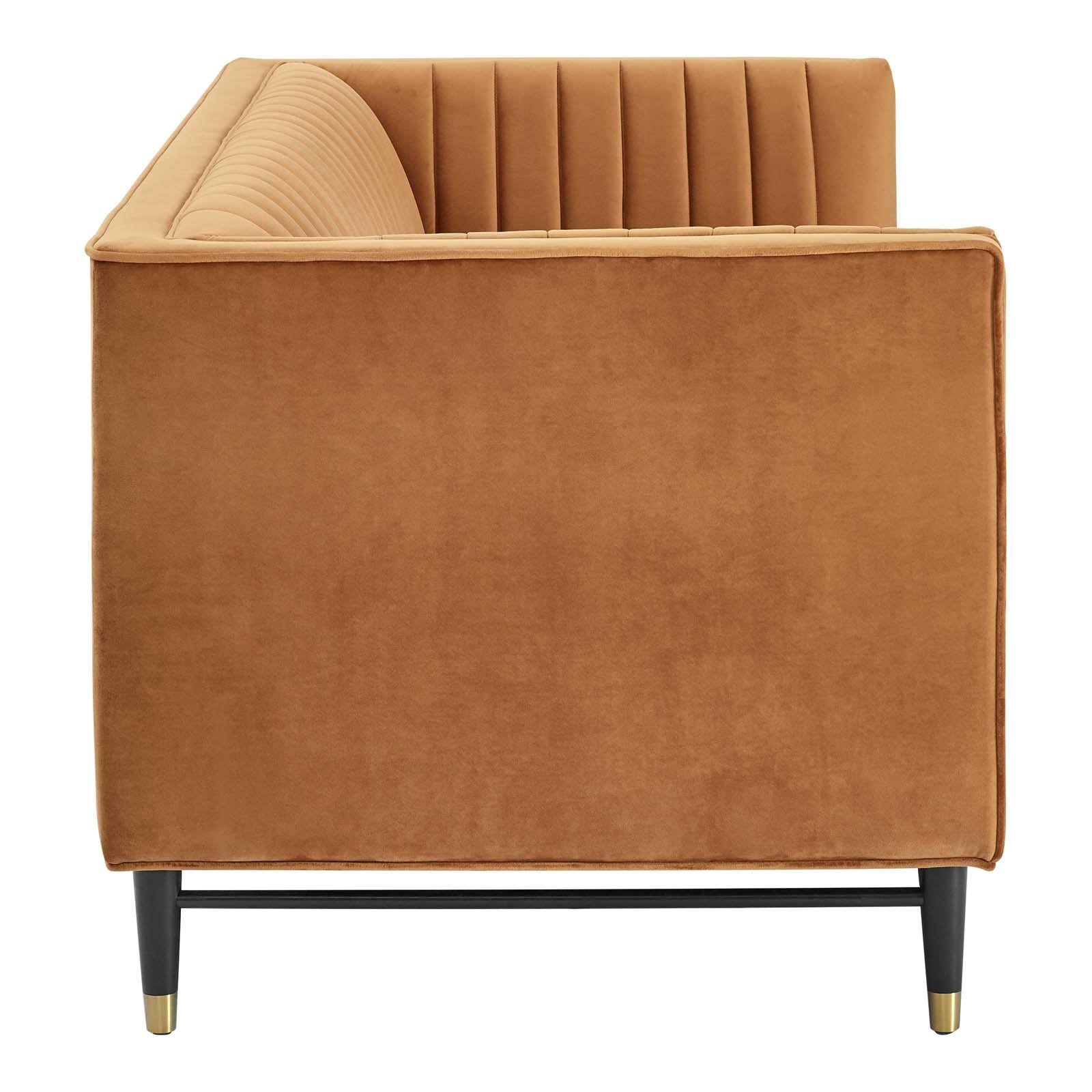 Devote Channel Tufted Performance Velvet Loveseat - Gray