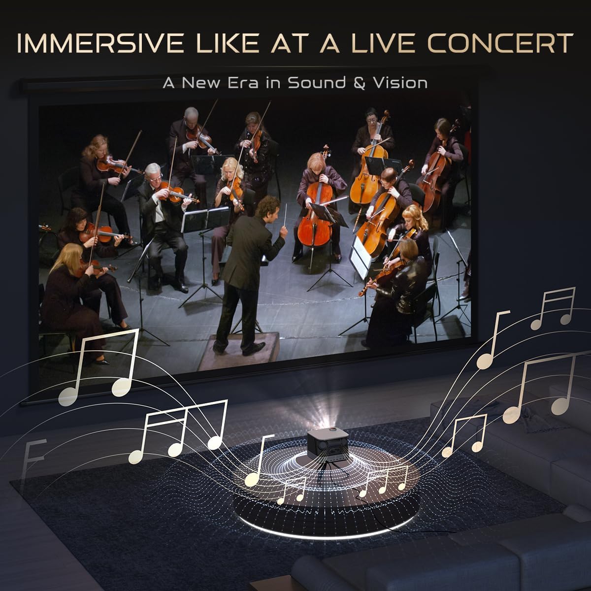 All-ln-One Projector 4K Supported, AURZEN BOOM 3 Smart Projector with WiFi and Bluetooth, 3D Stereo Sound & 36W Speakers, AI Auto Focus & Keystone, Netflix Official 500 ANSI Home Outdoor proyector