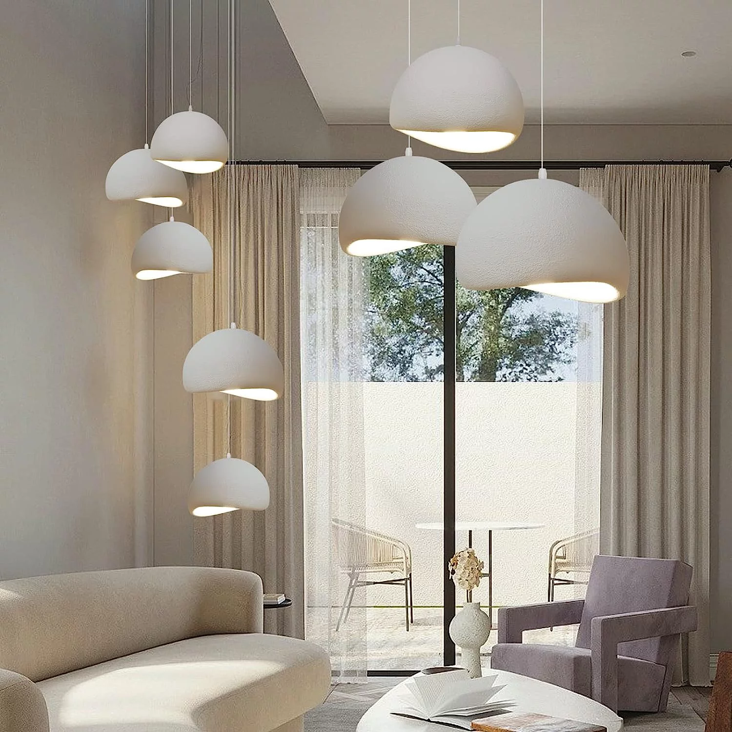 Arturesthome Nordic Japandi Living Room Handmade Oval Resin Chandelier Lamp