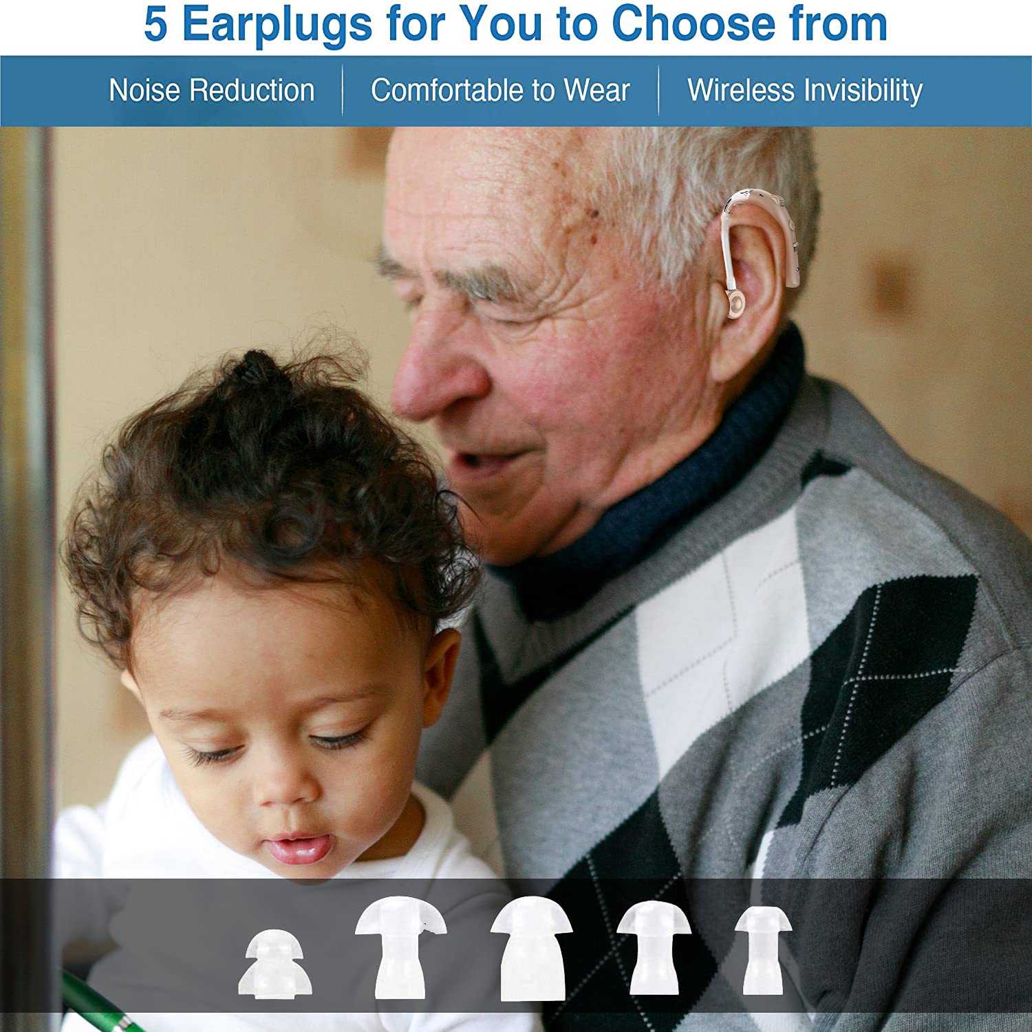Hearing Aids for Seniors Rechargeable with Noise Cancelling, AMERFIST Personal Hearing Amplifier for Adults Severe Hearing Loss, G25 Digital Ear Hearing Assist Devices with Volume Control(Brown)