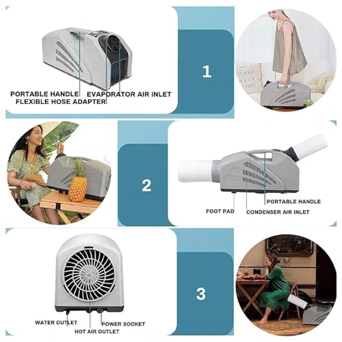 2350 BTU Portable Air Conditioners ABS Aluminium Alloy Fast Cooling Outdoor Air Conditioner Low Power Consumption DC24V 210W