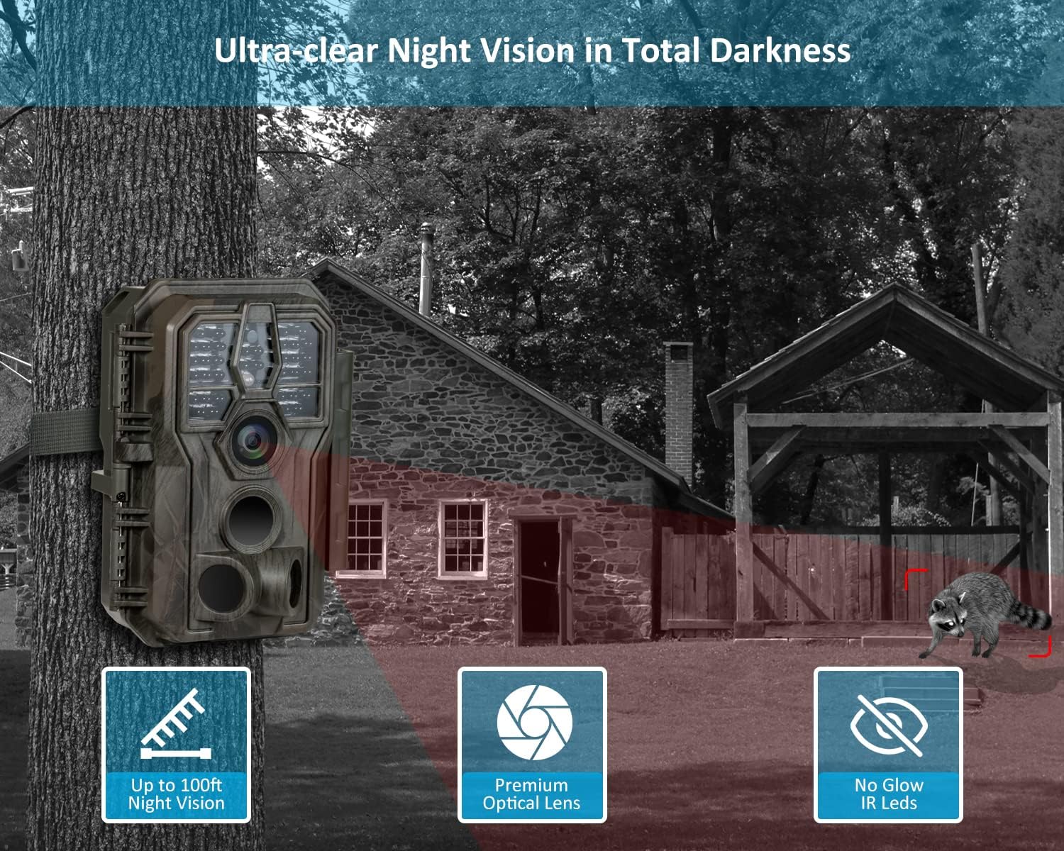 GardePro E5S Game Trail Camera 32MP 1296P with 100ft Night Vision Motion Activated Waterproof
