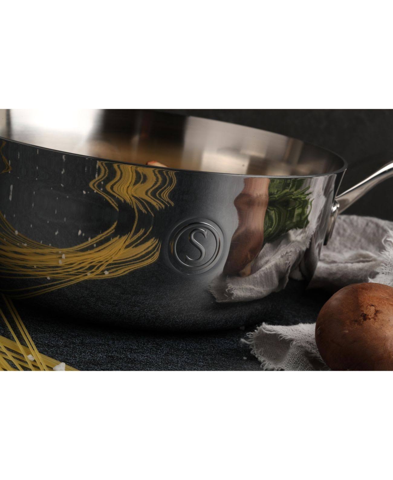 Saveur Selects 4 qt. Tri-Ply Stainless Steel Chef&s Pan with Lid