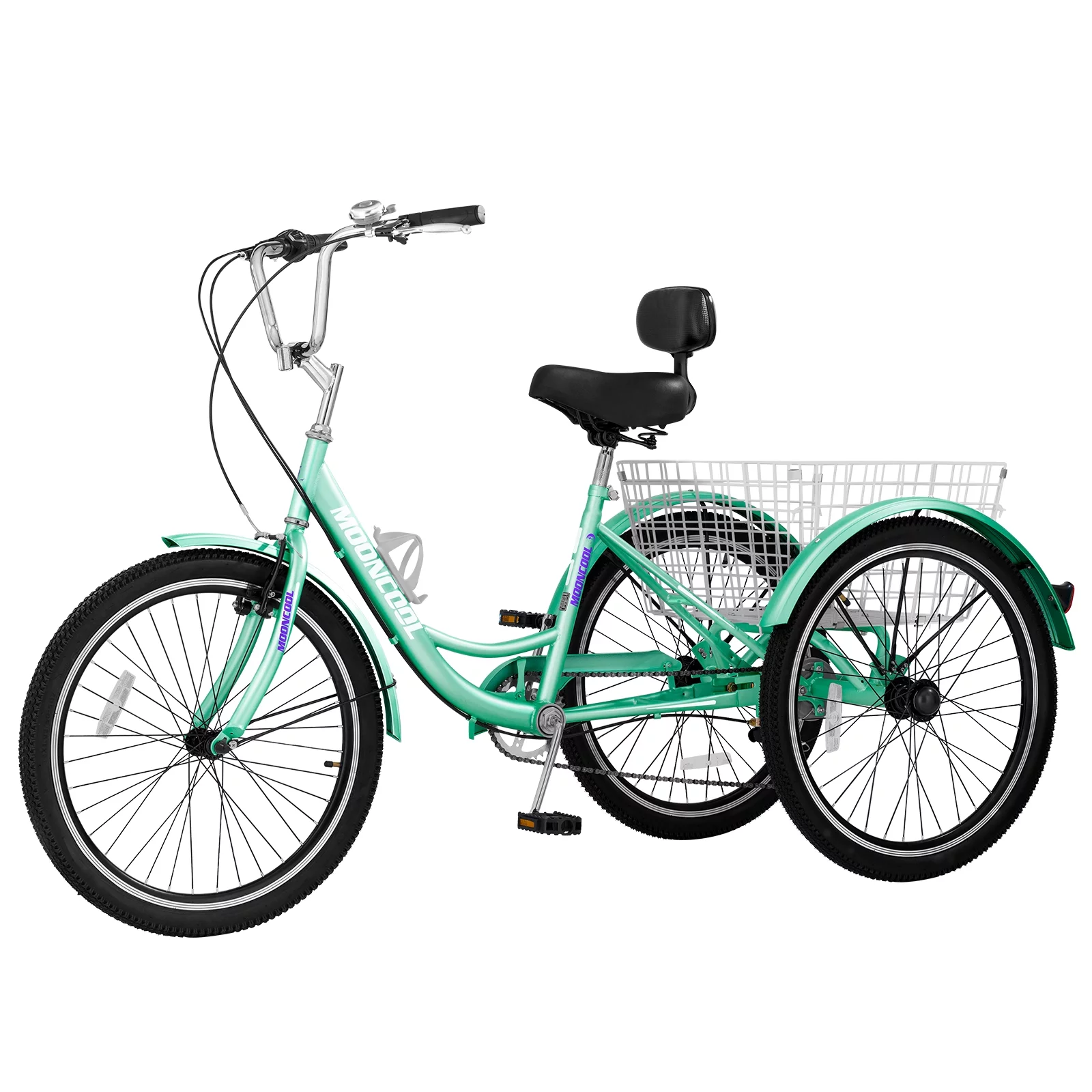 LILYPELLE 24 Adult Tricycle 7 Speed, Three Wheel Bikes for Adults 400lbs,Low-Step Through Trike Cruiser for Exercise Shopping Outdoor Activities,Cyan