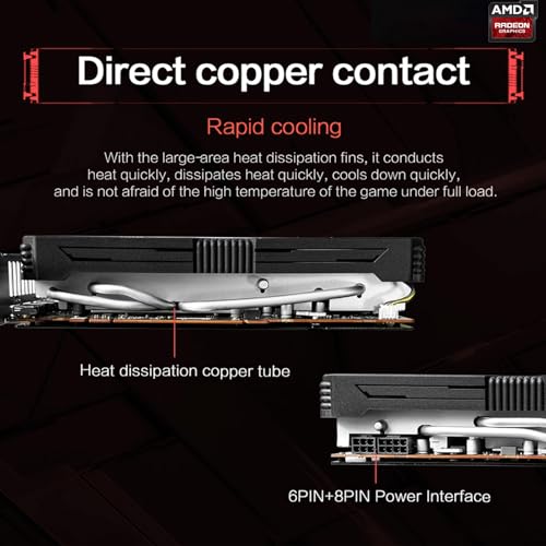 RX 5700 XT Graphics Card, Radeon RX 5700 XT 8GB GDDR6 2560SP 256bit PCI-e 4.0 x16 GPU Computer Video Card, HDMI/DisplayPort*3 Interface, 2K 4K Game Card for Desktop PC (RX 5700 XT)