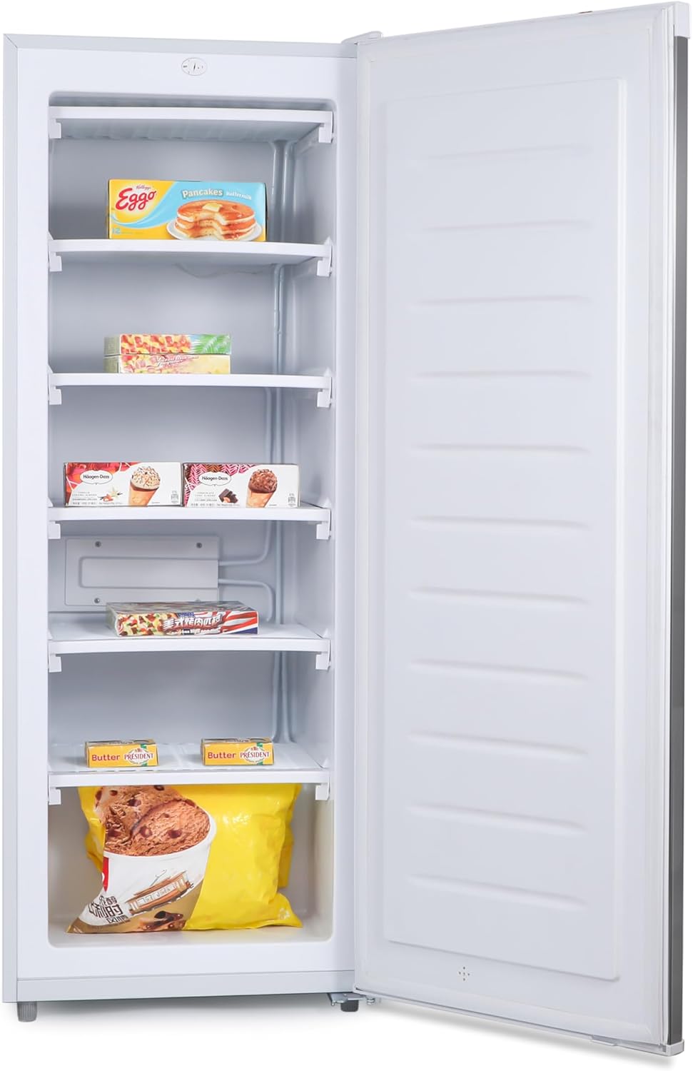 Commercial Cool Upright Freezer, Stand Up Freezer 6 Cu Ft with Reversible Door, White with VCM Door