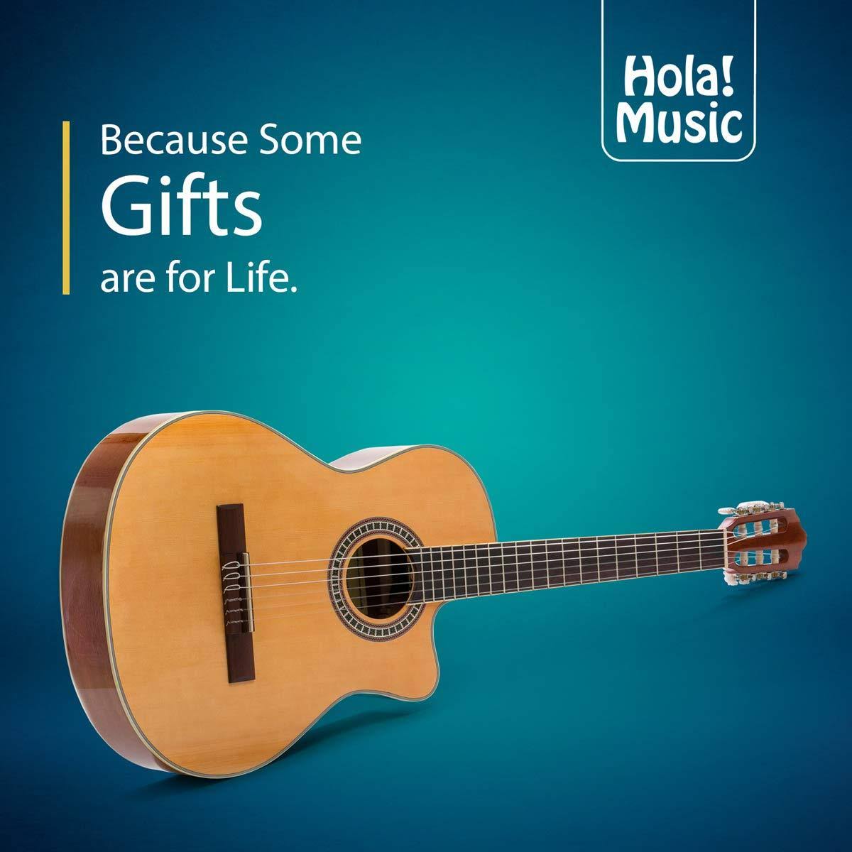 Cutaway Classical Guitar with Savarez Nylon Strings by Hola! Music, Full Size 39 inch Model HG-39C, Natural Gloss Finish - Free