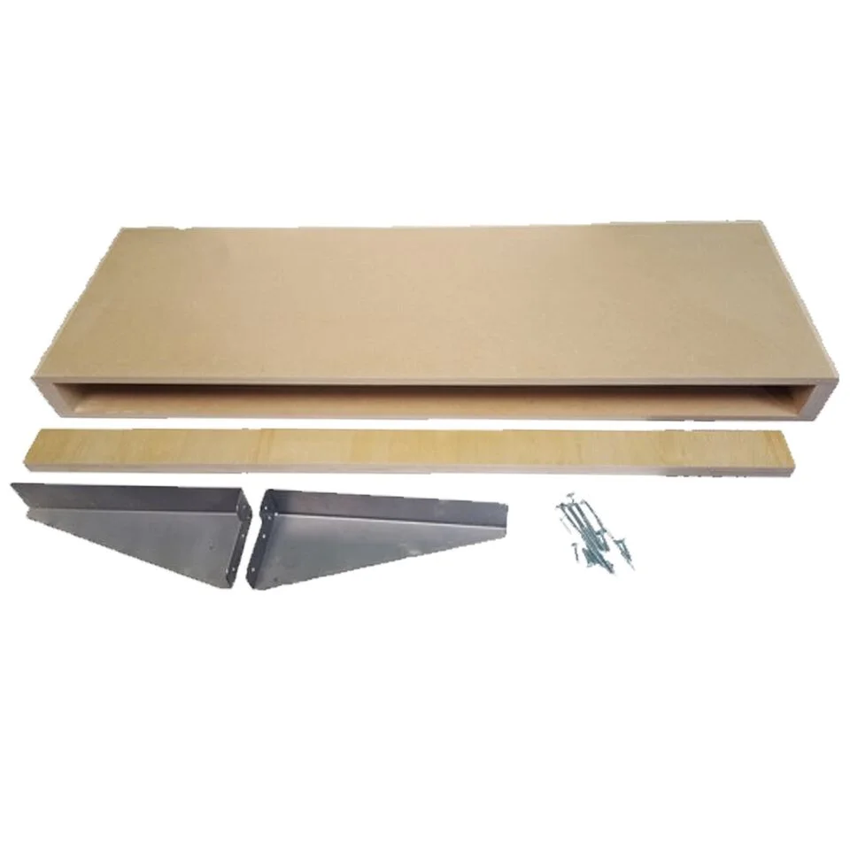 Floating Shelf, 36"L x 10"D x 2.5"T, 45 Pound Weight Capacity, Solid Wood and Wood Veneer Construction, Unfinished Maple