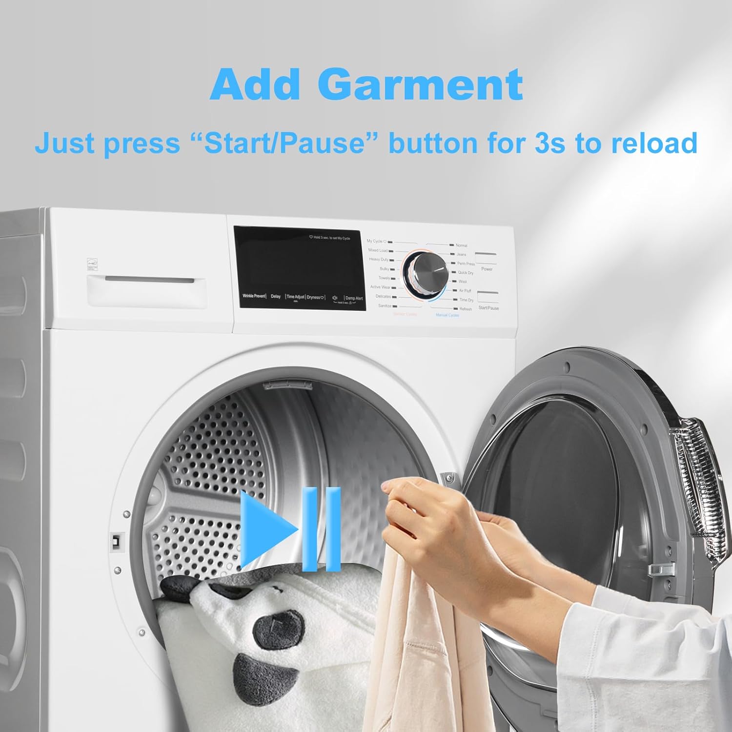 4.4 Cu.Ft Ventless Heat Pump Dryer, 24" Compact Clothes Drying Machine, Electric Front Load Dryer, Stackable for Small Spaces, Apartment, 16 Drying Cycles, White