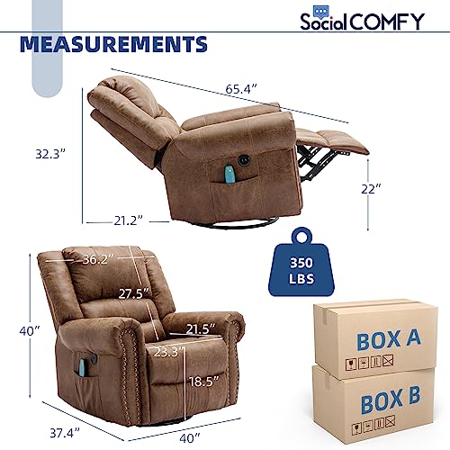 Power Lift Recliner Chair for Elderly with Massage and Heat, Electric Recliner Chair with Rivet Decoration, 2 Remote Controls, Side Pockets & USB Ports for Home, Office (Smoky Gray)