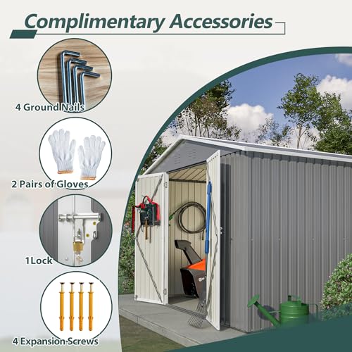 6x4 Ft Outdoor Storage Shed, Heavy-Duty All-Weather Tool Shed with Lockable Doors, Durable Resin Construction for, Patio & Backyard Organization Black