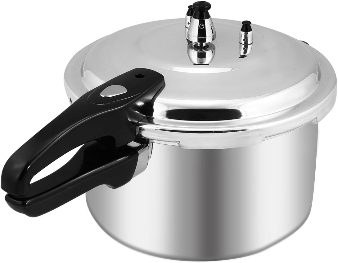 8QT Aluminum Pressure Cooker Thickened Pressure Cooker with Pressure Regulator Fast Cooking Universal Gas Induction Cooker 2-3 Members Use