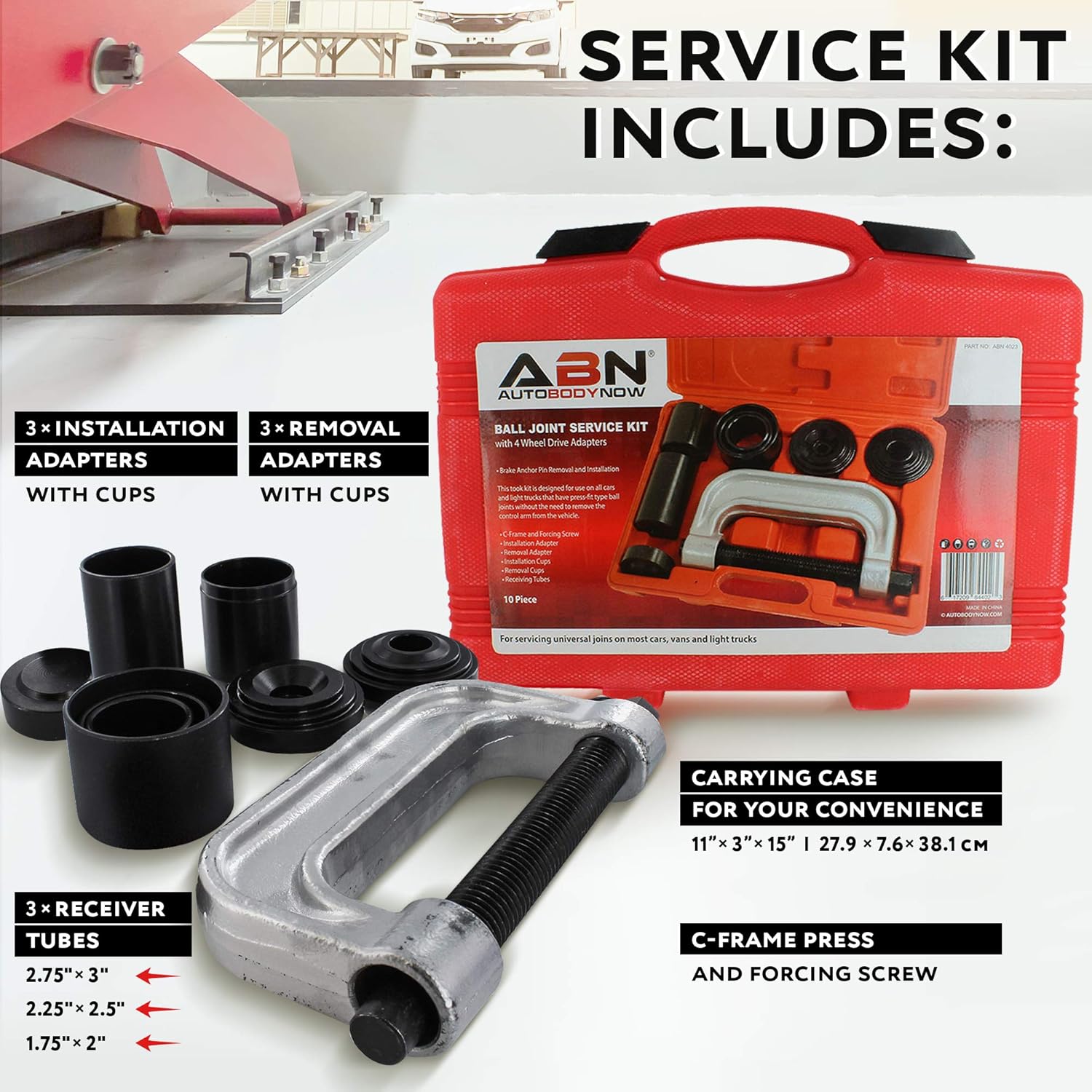ABN Ball Joint Press Tool Set - 10Pc Ball Joint Remover Tool Ball Joint Press Kit Service Tool Kit with Adapters Pack of 2