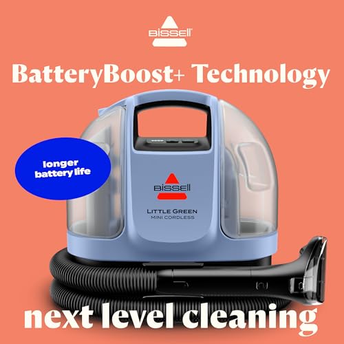 BISSELL Little Green Mini Cordless Portable Carpet and Upholstery Deep Cleaner, Car/Auto Detailer, with HydroRinse Self-Cleaning Tool and 4" Tough Stain Tool, 4015