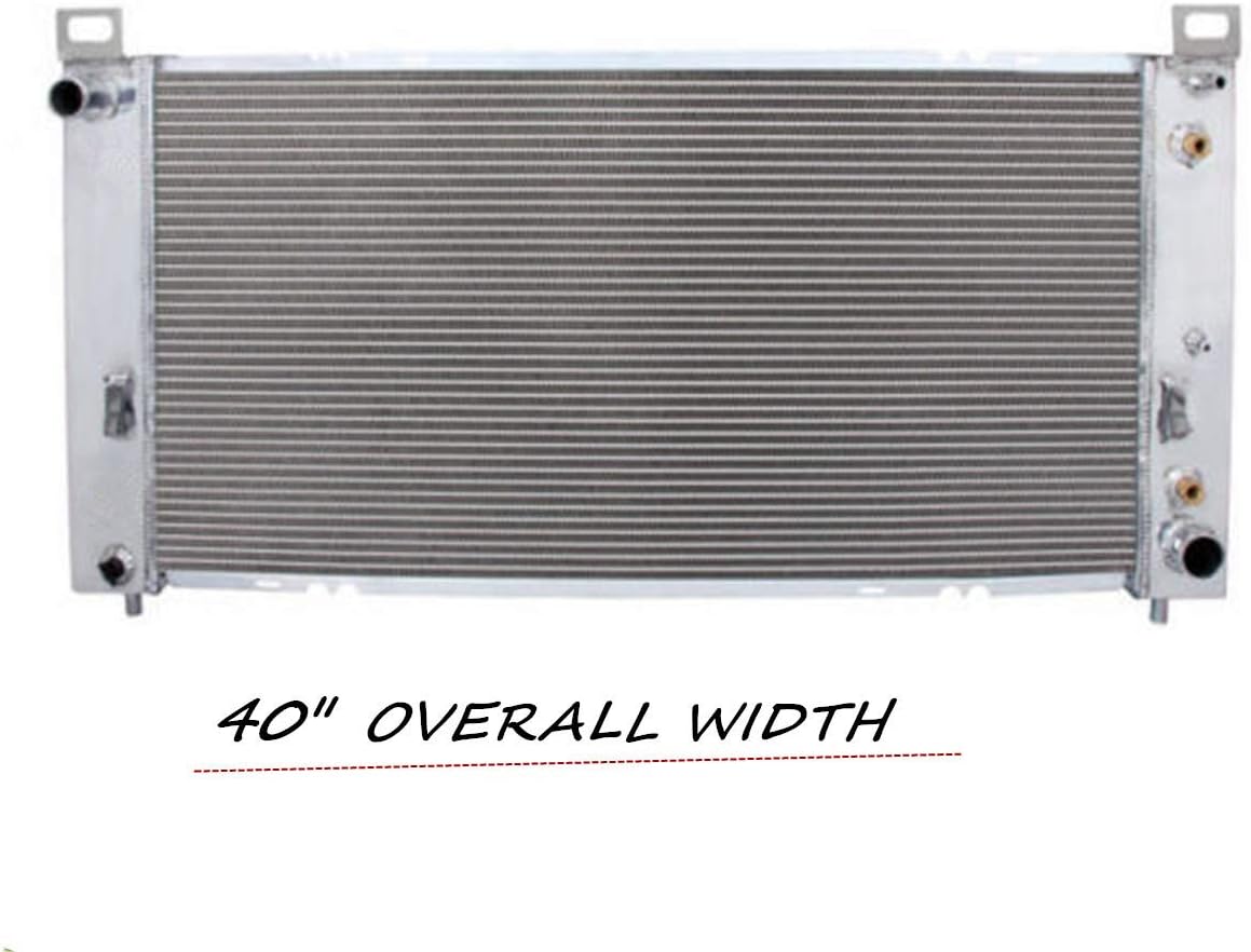 Primecooling 3 Row Core Aluminum Radiator for GMC Chevrolet Sierra Yukon 1500/2500 Silverado Suburban V8 (40" Overall Wide)