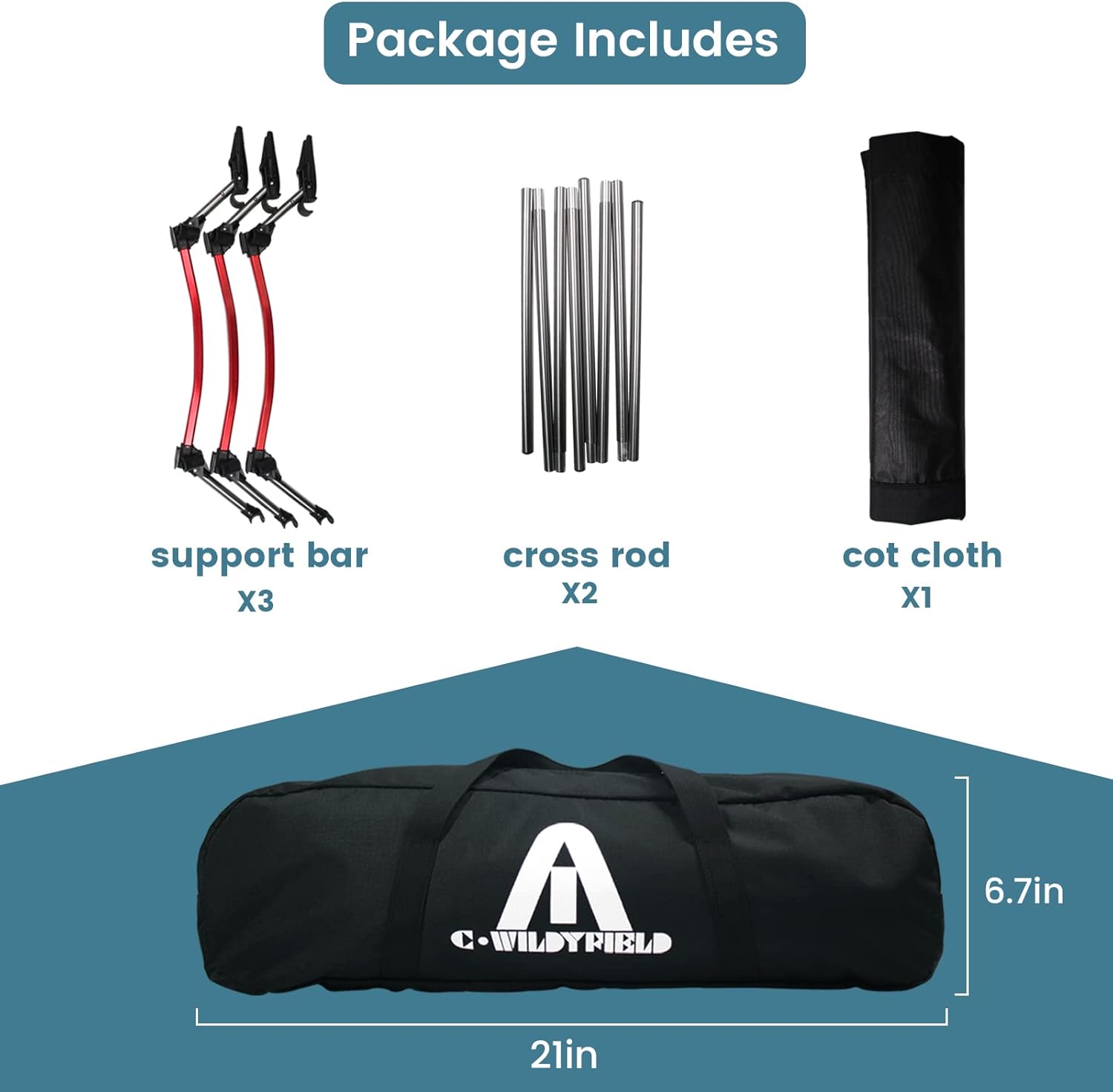 C·WILDYFIELD Camping Cot, Portable Folding Camping Cots Height Adjustable Tent Cot Heavy Duty Sleeping Cot Lightweight Ultralight Folding Bed for Adults Outdoor Overnighter Camping