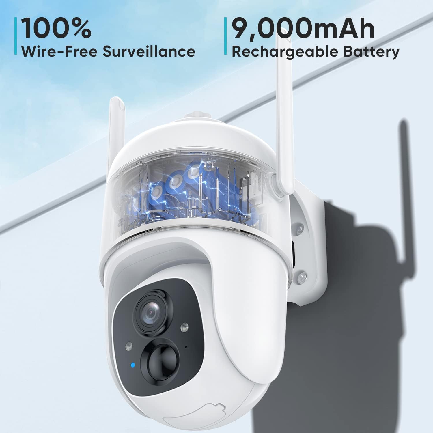 Security Cameras Wireless Outdoor, 360&deg; View WiFi Camera Outdoor Wireless with Spotlight, 1080P PTZ Camera for Home Security, Color Night Vision