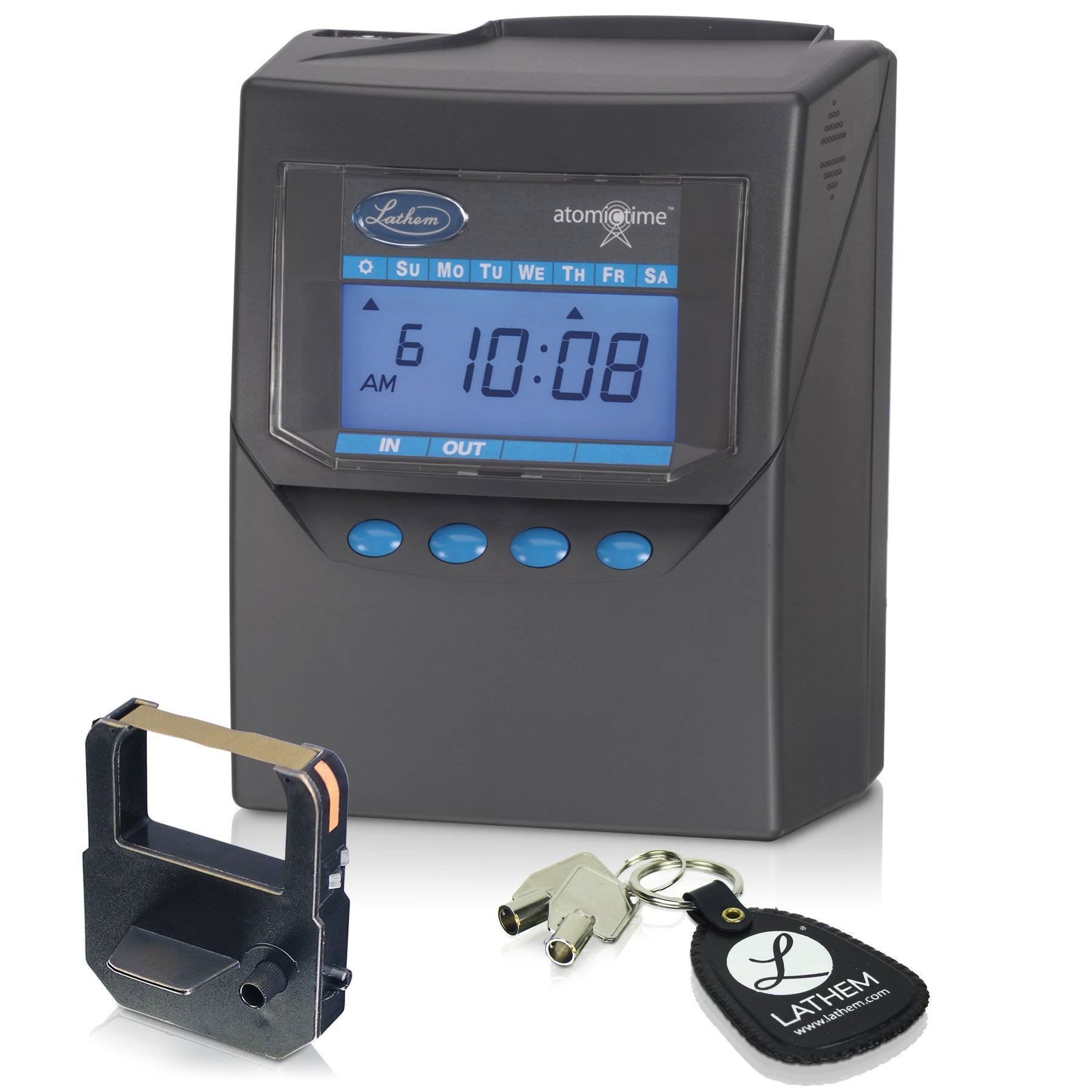 Lathem Calculating Atomic Time Clock, Includes Mounting Clip, Gray (7500E)