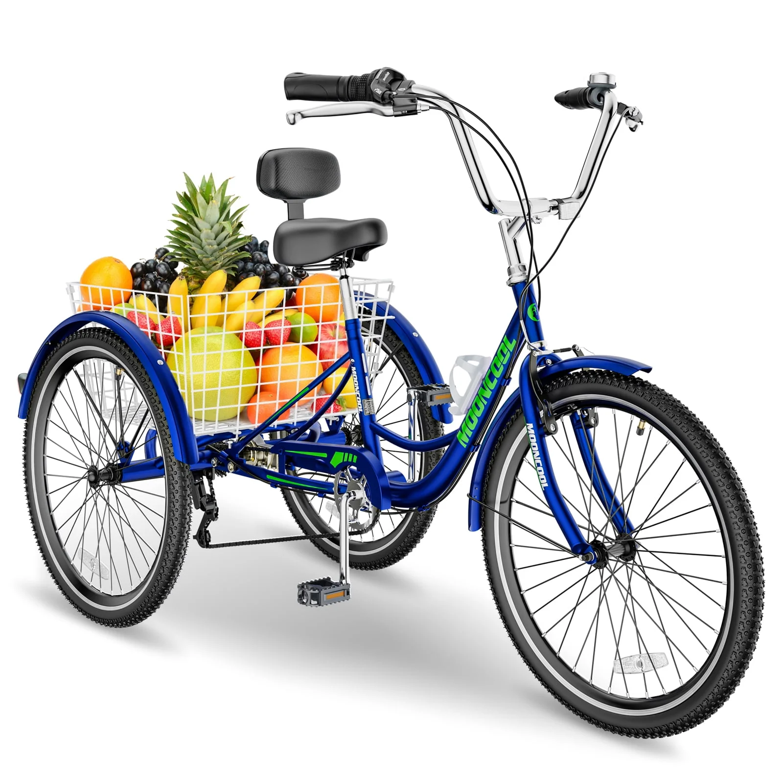 FICISOG 26 Adult Tricycle, 3 Wheel 7 Speed Bikes,450lbs Capacity Cruise Trike with Shopping Basket