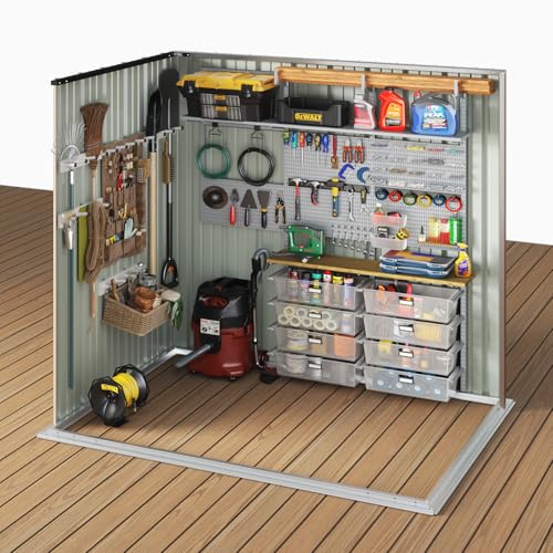 Aoxun 6x3.9 FT Shed with Base Metal Outdoor Storage Shed Garden Shed with Lockable Doors Tool Shed Bike Shed for Backyard, Patio, Poolside (Brown)