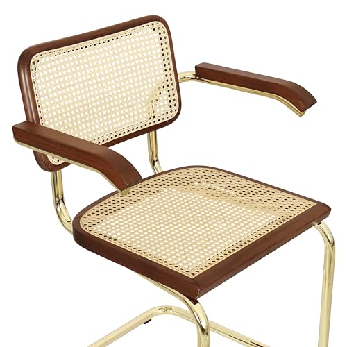 Breuer Chair Company Marcel Breuer Cesca Cane Cantilever Armchair Arm Chair w/Brass Steel Frame Black Wood & Black Cane