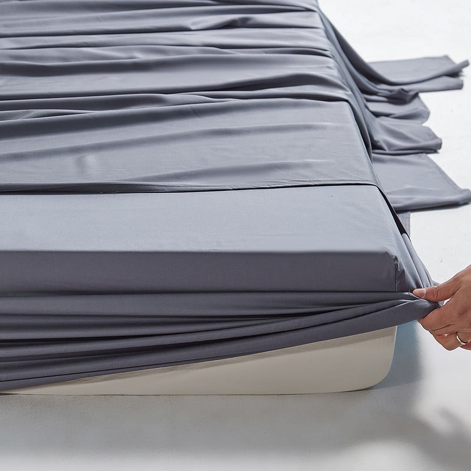 100% Organic Bamboo Sheets Queen Set 4 pcs - Luxury Soft with 18 Inch Deep Pocket - Ultra Breathable Cooling Sheets for Hot Sleepers - Queen Bed Sheets（Bark Grey)