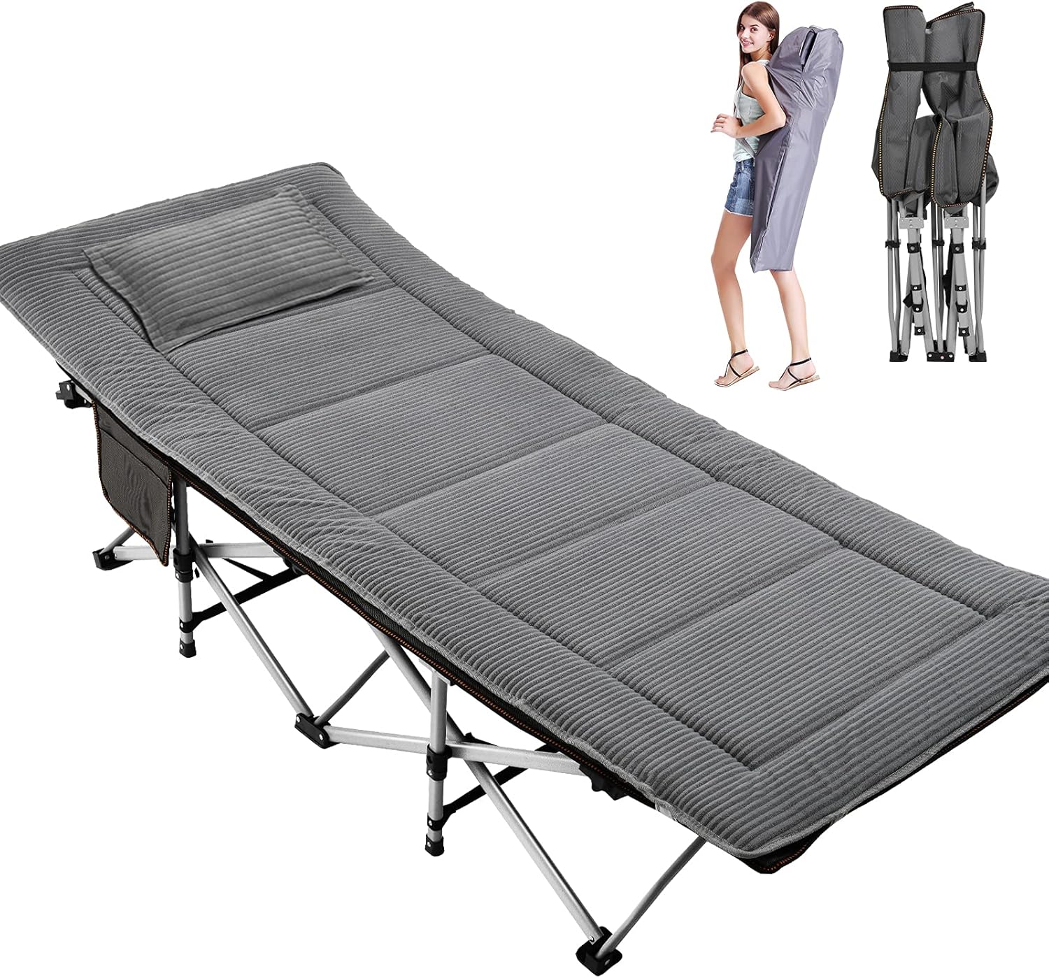 Folding Camping Cots for Adults Heavy Duty cot with Carry Bag, Portable Sleeping Bed for Camp Office Use Outdoor Cot Bed for Traveling