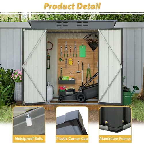 6x4 Ft Outdoor Storage Shed, Heavy-Duty All-Weather Tool Shed with Lockable Doors, Durable Resin Construction for, Patio & Backyard Organization Black