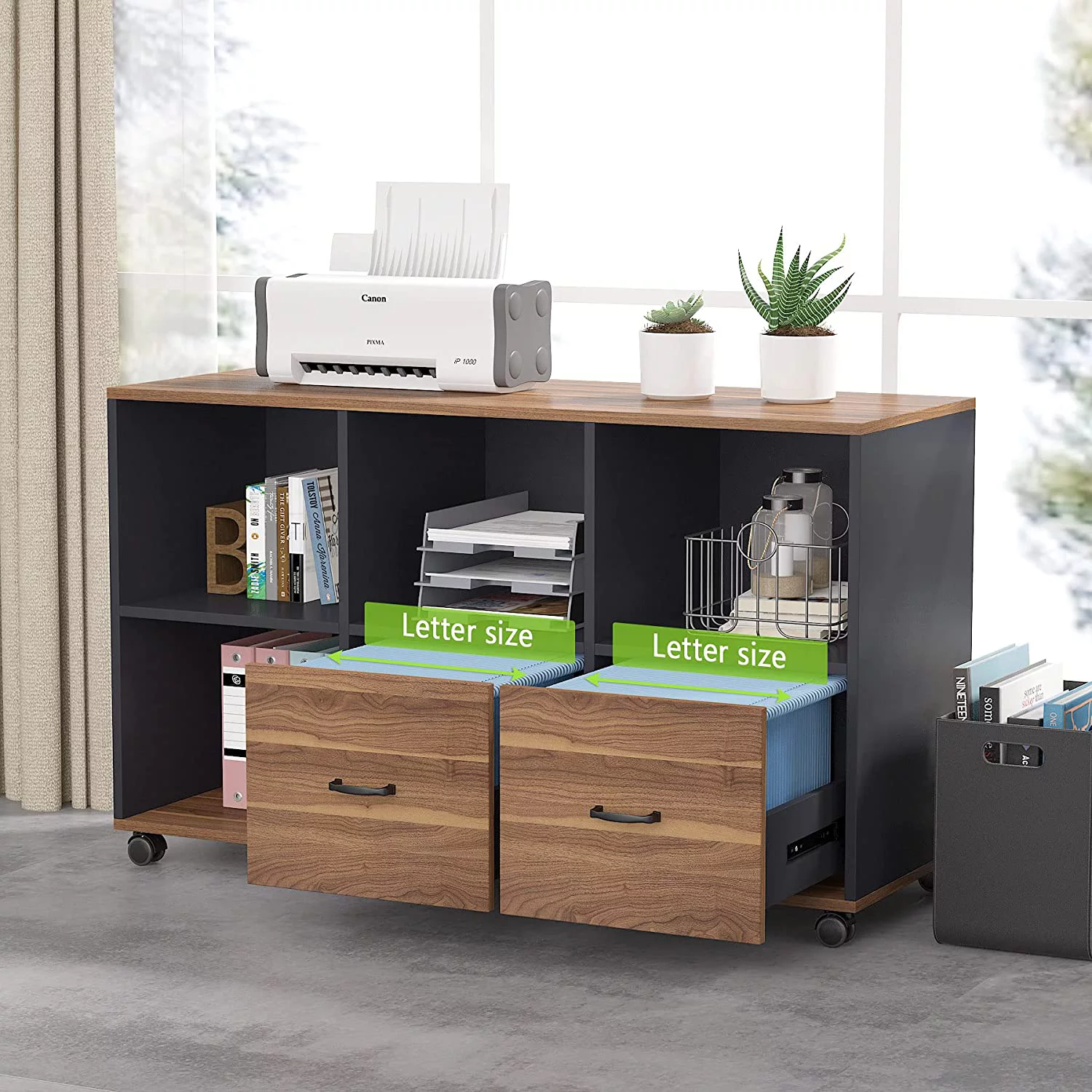 Tribesigns L-Shaped Computer Desk, 55 inches Executive Desk with 43"lateral File Cabinet, Gaming Desk Business Furniture with Drawers and Storage Shelves