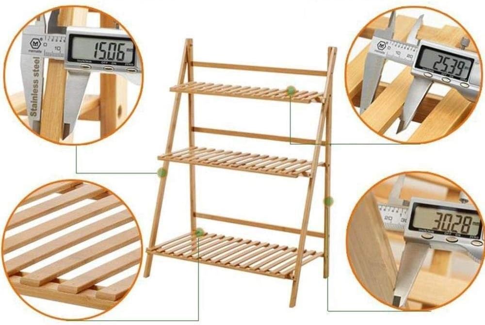 Plant Stands,Flower Pot Frame Folding Flower Stand,Wooden 3 Layer Bamboo Stand,Ladder Framenishings/100Cm