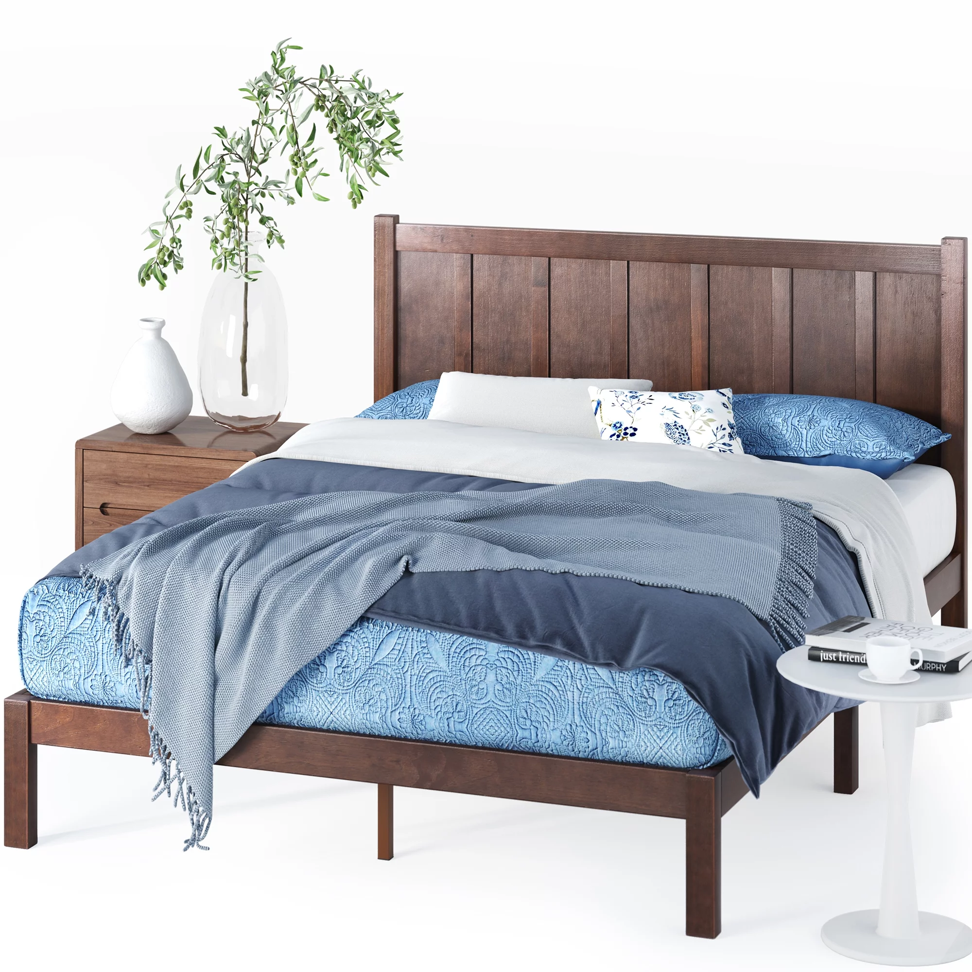 Zinus Adrian 42" Acacia Wood Platform Bed Frame, Queen
