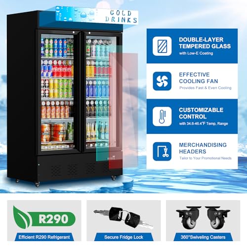 FreezLabs Commercial Merchandiser Refrigerator with LED Lighting Single Glass Door, 6.0 Cu Ft Upright Display Beverage Cooler with Shelves Drink Holders, ETL NSF Approved